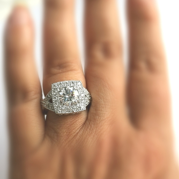 Vintage inspired 3ct CZ ring 14k white gold overlay size 6 🆕 - Picture 5 of 6